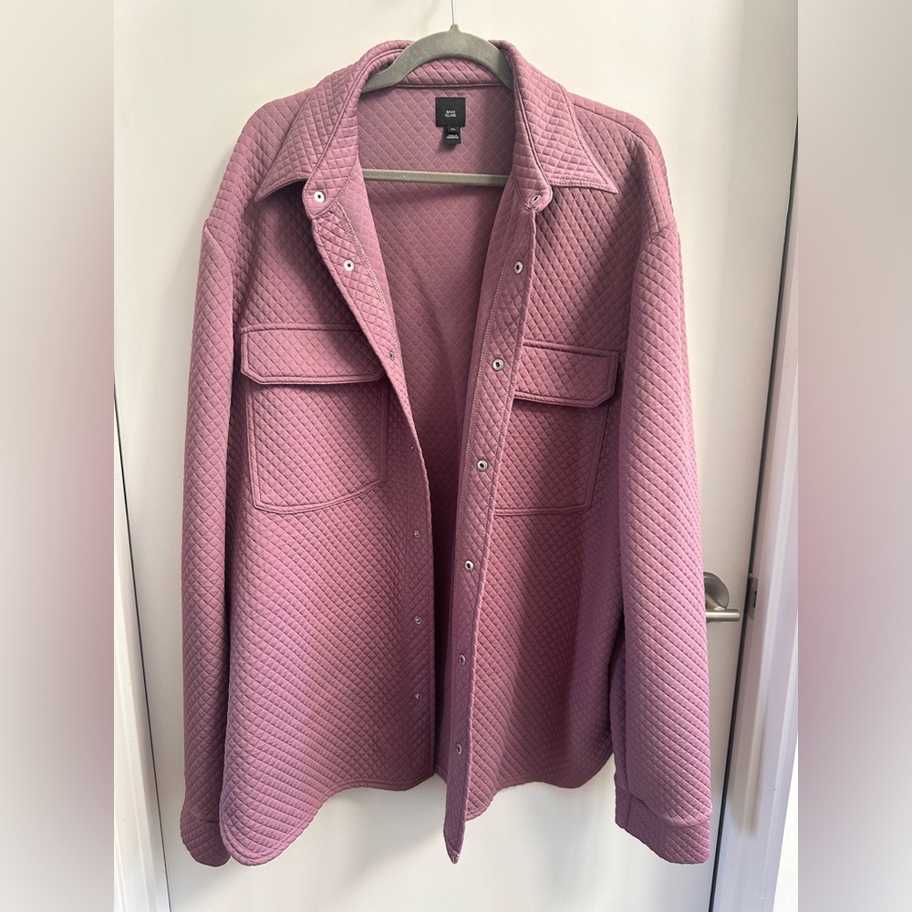 River Island men’s quilted mauve button up jacket size XL